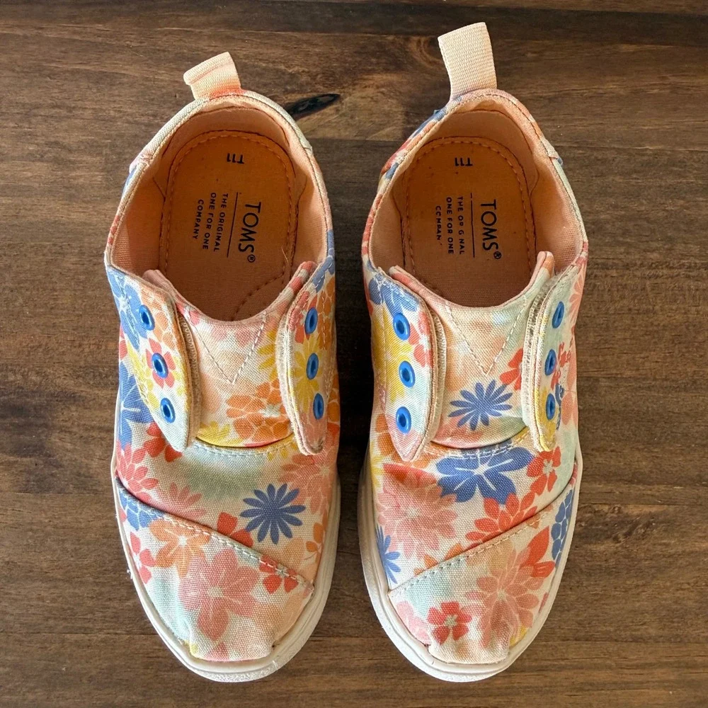 TOMS Alpargata Resident Floral Slip On Sneakers Little Kids Size 11 Canvas